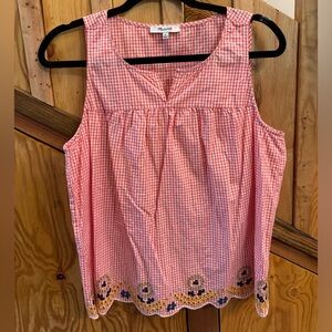 Madewell Embroidered Gingham Tank Top
